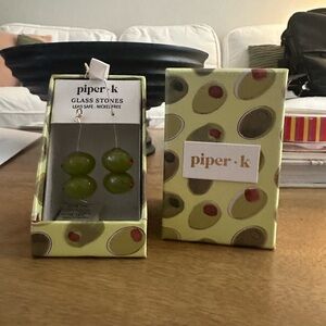 Piper K Olive Glass Earrings